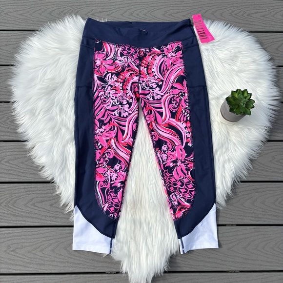 Legging Lilly Pulitzer Luxletic Weekender - Bleu Iris Pop Up Gelées Be Jammin - Taille XS Neuf Avec étiquettes